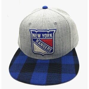 American Needle New York Rangers Blue Plaid Adjustable Snapback Hat Cap